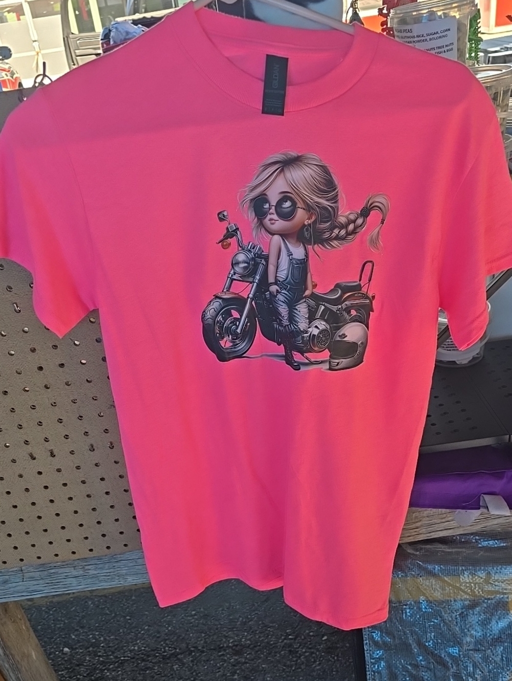 Gildan Hot Pink Adult Motorcycle  Graphic Tee